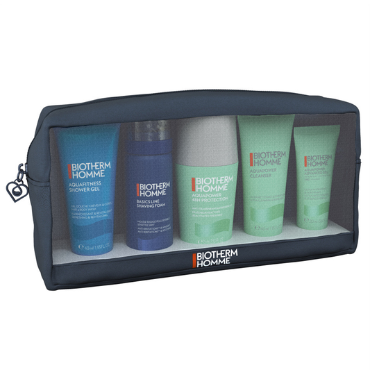 Set Biotherm: Homme, Shaving Foam, 50 ml + Aquapower, Eliminates Impurities, Cleansing Gel, For Face, 40 ml + Aquafitness, Shower Gel, 40 ml + Aquapower, Cooling, Fresh, Deodorant Roll-On, For Men, 75 ml + Aquapower, Moisturising, Mornings, Gel, For…